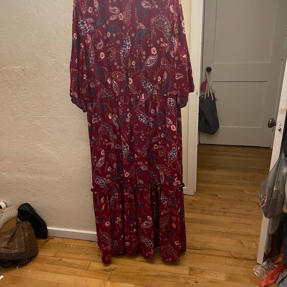 Fuschia, Boho, Tiered Maxi Dress - Picture 2 of 2